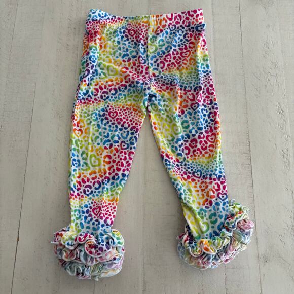 Posh Peanut Lisa Frank Rainbow Leopard Ruffle Bottom Cha Cha Leggings Size 2T - Picture 2 of 4